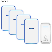 CACAZI Home Intelligent Wireless Doorbell Waterproof 300M Remote 1 Button 4 Receiver US EU UK AU Plug Welcome Calling Door Bell 2024 - buy cheap