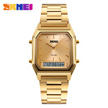 SKMEI-reloj dorado de lujo para hombre, doble horario, con cronógrafo y alarma, 1220 2024 - compra barato
