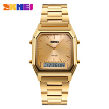 Skmei topo da marca de luxo relógio dourado homem duplo tempo display cronógrafo despertador data masculino relógios pulso relogio masculino 1220 2024 - compre barato