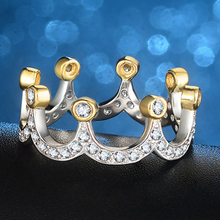 Модное кольцо LXOEN серебряного цвета с короной для женщин, ювелирные изделия для вечеринок, аксессуары с шампанским цирконием, свадебные кольца, женские кольца 2024 - купить недорого