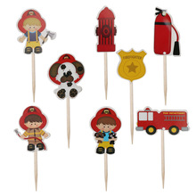24pcs Fireman Theme Party Decoration Firefighter Cupcake Toppers Cake Toppers for Baby Shower Kids Birthday Party Supplies 2024 - buy cheap