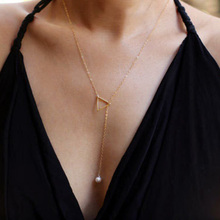 The European and American fashion product Contracted hollow triangle Tassel necklaces Women's brief paragraph collarbone chain 2024 - buy cheap