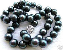 FREE SHIPPING>>10mm black south sea shell pearl necklace 18" AAA+ 2024 - buy cheap