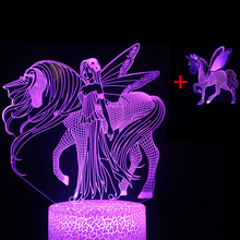 (2PCS Acrylic Panel) Unicorn 3D Night Light 7 Color Change Touch Remote 3d Table Lamp Fixtures Usb Led Kids Room Kids Lighting 2024 - buy cheap