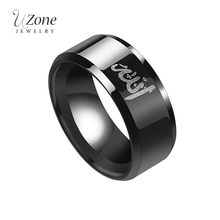 UZone Black Titanium Steel Ring Muslim Tattoo Arabic Logo Ring For Fashion Men Wedding Bands Jewelry 2024 - buy cheap