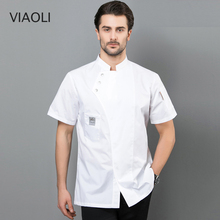 New Summer Short-sleeved Breathable Blue Chef Jacket Restaurant Hotel Cook Suit Man Woman Work Wear Food Service Uniform Coat 2024 - buy cheap