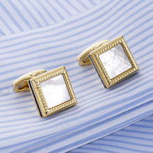 New Top Quality Mother Pearl Cufflinks Gemelos Cuffs Fashion Lawyer Cuff links Square Gold Cufflink For Men 2024 - buy cheap