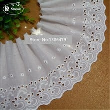 5Yards/lot Width 15cm White100% Cotton Embroidered Lace Fabrics, Women's Clothing Diy Lace Trim, Free Shipping RS183 2024 - buy cheap