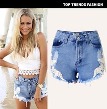 New Style Shorts Women Summer New Jeans Shorts Sexy Lace High Waist Beach Casual Ripped Tassel Hole Denim Soft Cotton Shorts 2024 - buy cheap