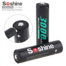 2pcs Soshine  NCR18650 Li-ion 3.7V 3000mAh Rechargeable Battery with Micro USB Protected and DC-Charging Intelligent Cell 2024 - buy cheap