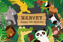 HUAYI photography backdrop Jungle Safari animals birthday party banner photo background Baby Kids Portrait Party Backdrop W-601 2024 - buy cheap