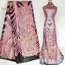 2019 Noble Prom Dresses Pink Sequined Mesh Lace Fabrics African French Sequins Tulle Voile Laces For Evening Party Dress Sewing 2024 - buy cheap