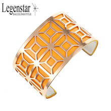 Legenstar Wide Cuff Bangle &Bracelet for Women Grilles Hollow Bangle Reversible Leather Band Stainless Steel Pulseiras Wholesale 2024 - buy cheap