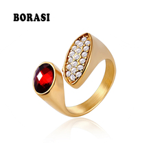 BORASI Top Quality Cubic Zirconia New Ring Fashion Jewelry Stainless Steel Ring Colorful Stone Finger Rings For Women Gift 2024 - buy cheap