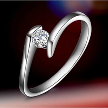 Brief Jewelry Real Gold Ring 0.5CT Diamond Ring Solitaire Women Wedding Gift White Gold Engagement Ring Female Jewelry 2024 - buy cheap