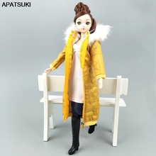 Abrigo largo amarillo de invierno para muñeca Barbie, ropa Parka para muñeca BJD 1/6, chaqueta de invierno, accesorios para muñecas, juguete para niños, 1:6 2024 - compra barato
