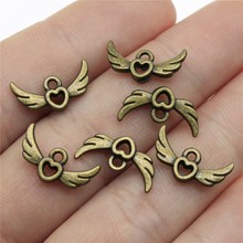 WYSIWYG 20pcs 16x8mm Angel Wings Heart Pendant Charms DIY Jewelry Making Jewelry Finding Antique Bronze Color 2024 - buy cheap