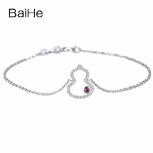 Baihe pulseira de diamantes naturais 18k, bracelete de rubi naturais em ouro branco e 0,15ct h/si, joias finas da moda, bracelete de cabaça para mulheres 2024 - compre barato