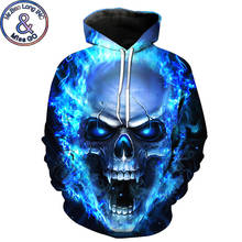 Brand Mens 3D Hoodies Sweatshirts 2018 Blue Skull Hoodie Sweatshirt Men Women Harajuku Hip Hop Hooded Pullover Moletom Masculino 2024 - buy cheap