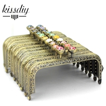 KISSDIY 20PCS 10.5 cm Colorful lotus bead Metal Purse Frame square antique bronze brass lace Coin Purse Frames,Freeshipping 2024 - buy cheap