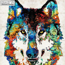 Full Square drill 5D DIY Diamond painting Colorful wolf Diamond Embroidery Mosaic Cross Stitch Rhinestone decoration 2024 - buy cheap