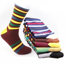 Brand Quality Man Socks Happy Striped Men Combed Cotton Calcetines Largos Hombre Colorful Socks Funny Hip Hop GREY BLUE EUR40-44 2024 - buy cheap