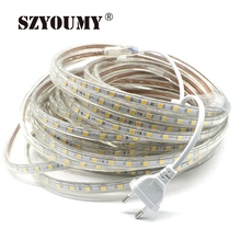 SZYOUMY 5050 220V 100m/Lot RGB IP65 LED Strip With Plug And RGB Controller, Water Proof Flexible Ribbon Led Tape Light 60leds 2024 - buy cheap