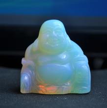 SCY 1024 +++Smiling Buddha carved opal stone ornaments glazed glass handicrafts manufacturers selling Laughing Buddha 2024 - buy cheap