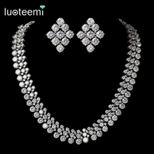 LUOTEEMI Brand  Luxurious Europe Style White Gold-Color  AAA Cubic Zircon Round Necklace Bridal Wedding Jewelry Accessories 2024 - buy cheap