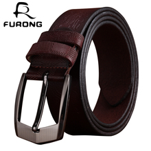 FURONG Men Casual Emboss Belts New Designer Vintage Cowskin Leather Waist Belt Fashion Luxury Black Genuine Leather Belt FR041 2024 - buy cheap
