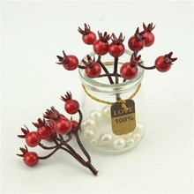 Mini perla falsa para decoración de bodas y Navidad, 80 uds/720 cabezas, Granada, fruta pequeña, bayas artificiales, flores rojas 2024 - compra barato