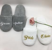 Personalised Wedding Slippers, Custom Bride Slippers, Bridesmaid Gift, Bridal Party Slippers, Bachelorette Party Favors 2024 - buy cheap