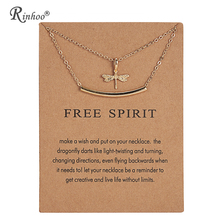 RINHOO Fashion Animal Necklace Double Layers Elephant Dragonfly Necklaces Vintage Jewelry Pendant Necklace For Women Friendship 2024 - buy cheap