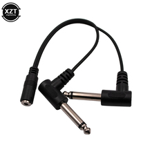 Cabo divisor e adaptador de áudio 3.5mm, cabo pequeno de 1/8 polegadas trs estéreo fêmea para duplo 1/4 6.35mm macho plug mono ts ângulo reto 2024 - compre barato