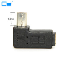 9 мм Длинный разъем 90 градусов левый и правый угловой микро USB 2,0 5Pin штекер к женскому удлинительному адаптеру адаптер 2024 - купить недорого
