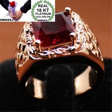 OMHXZJ оптовая торговля Европейская мода для женщин и мужчин свадебный подарок роскошный квадратный красный ААА Циркон 18KT розовое золото кольцо RR538 2024 - купить недорого