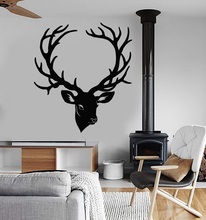Vinyl wall decals deer head horns forest animal hunter bedroom living room home decoration art mural wallpaper 2WS20 2024 - buy cheap