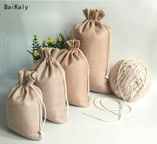 20pcs Vintage Natural Burlap Hessian Gift Candy Bags Wedding Party Favor Bags Birthday Supplies Drawstring Jute Gift Bag Pouch 2024 - buy cheap