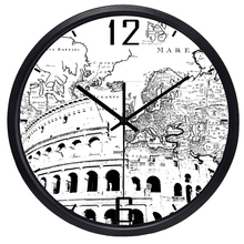 Design moderno itália: relógio de parede do coliseu romano, lobo do hotel, grande relógio de parede de vidro 2024 - compre barato