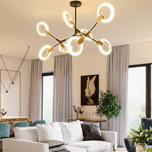 Modern Led Chandelier Acrylic Circles Lustre Lighting Fixture Wood Lamp Led Drop Light Ceiling Pendant Chandelier 2024 - buy cheap