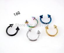 Wholesale titanium Ear piercing Eyebrow ring Lip rings 316L Surgical steel Promotional Gift 16G and 14G in stock Mixed color 2022 - buy cheap