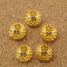 Contas espaçadoras de metal, tela em forma oval dourada com contas grandes 9x10mm 2024 - compre barato
