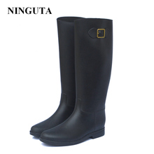 Bota de chuva feminina da moda em pvc, botas altas do joelho, calçado feminino 2024 - compre barato