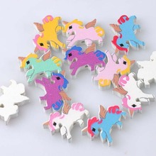 Mix Unicorn Licorne Pattern Wooden Spacer Beads For Jewelry making DIY 50pcs 22x17mm MT2023X 2024 - buy cheap