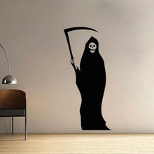 Grim Reaper Хэллоуин Наклейка на стену для детской, самоклеящаяся виниловая наклейка на стену для спальни, детской комнаты, декоративная настенная роспись ZB105 2024 - купить недорого