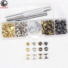 100Set 8mm Round Double Cap Rivet Stud Collision Nail Metal Spike Rock Leather Rivets with Fixing Tool Kit for Leather Repair 2024 - buy cheap