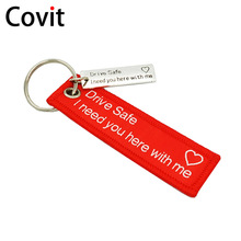 Red woven Drive Safe keychain silver metal Drive Safe key ring I need you here with me men women couple lover tips before flight 2024 - buy cheap