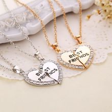 2015 New Arrival Best Friends Letters Necklace Heart Rhinestone Two Parts Pendant Necklace 2024 - buy cheap