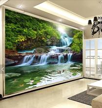 Original Forest Waterfall Wall Mural Photo Wallpaper Living Room Bedroom Printed Wall Paper Contact Paper Murals Papel De Parede 2024 - buy cheap