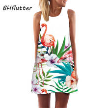 BHflutter Chiffon Summer Dress 2018 New Style Sleeveless Floral Print Casual Loose Boho Dress Sundress O neck Mini Beach Dresses 2024 - buy cheap